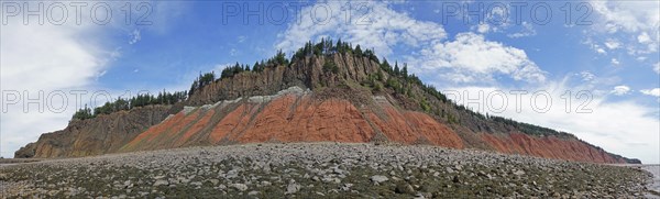Panorama, cliffs, red sandstone, Five Islands Provincial Park, Fundy Bay, Nova Scotia, Canada, North America