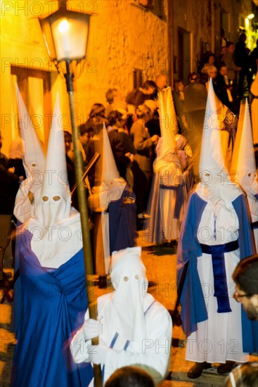 Penitents, Nazarenos, Semana Santa, Procession, Good Friday, Pollenca, Majorca, Balearic Islands, Spain, Europe