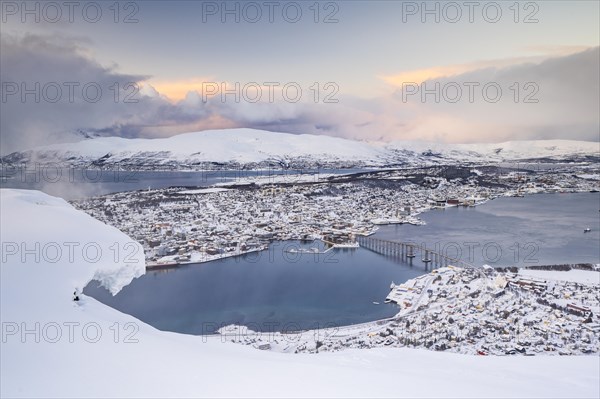 Tromso, view from Storsteinen mountain, Fjellheisen, Tromso, Norway, Europe