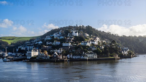 View of Kingswear from Dartmouth over River Dart, Devon, England, United Kingdom, Europe