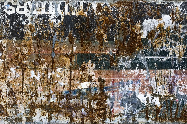 Old texture of a billboard, paper, colourful, torn, torn, texture, background, billboard, faded, vintage, dilapidated, rust, old, abstract, surface, wall, coated, coating, damaged, pattern, design, art, layer