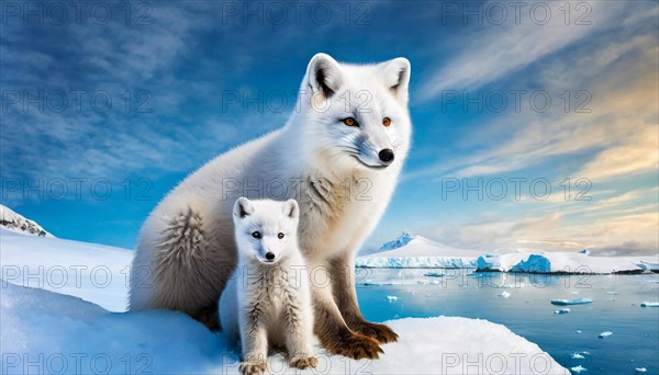 KI generated, An arctic fox (Vulpes lagopus), snow fox, arctic fox