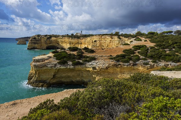 Algarve rocky coast, summer holiday, weather, sunny, Atlantic, summer holiday, travel, holiday, tourism, nature, rocky, landscape, coastal landscape, rocks, cliffs, bay, bay of the sea, sea, Carvoeiro, Portugal, Europe