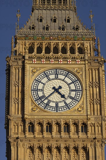 Big Ben or The Elizabeth Tower clock tower of the Palace of Westminster, City of London, England, United Kingdom, Europe