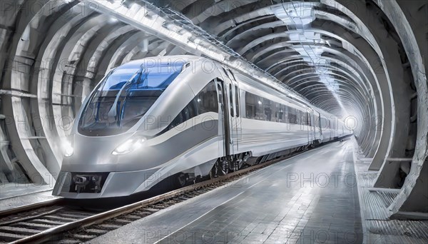 AI generated, A modern train in the tunnel, LeShuttle, Eurotunnel, France-London