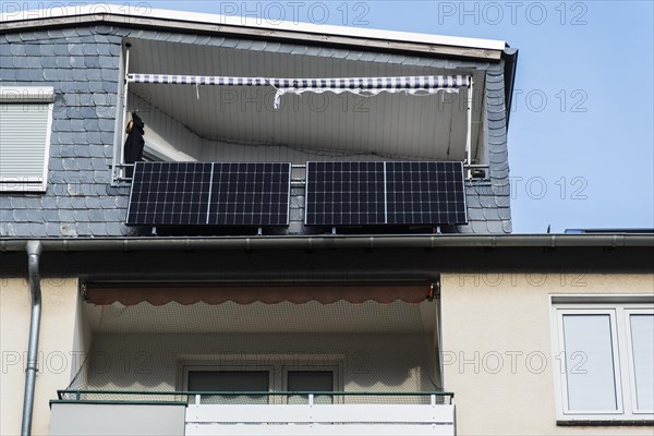 Balcony power station on a house in Monheim am Rhein, Germany, Europe