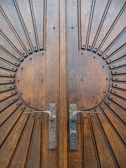 Detail of the church door, Roman Catholic parish church of St Nicholas, Stubenberg am See, Eastern Styria, Styria, Austria, Europe