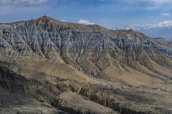 Eroded mountain landscape in the Kingdom of Mustang, Nepal, Asia