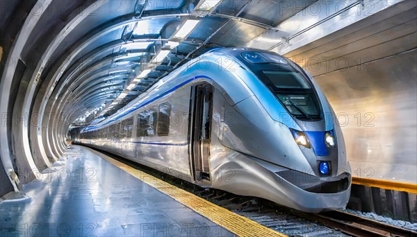 AI generated, A modern train in the tunnel, LeShuttle, Eurotunnel, France-London