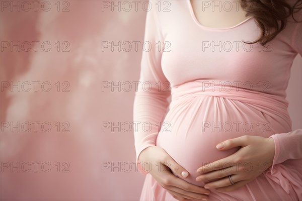 Pregnant woman holding her belly. KI generiert, generiert AI generated