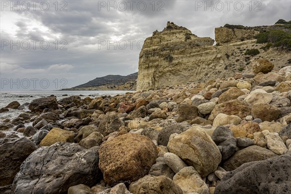 Beach with colourful stones near Malolo, Milos, Cyclades, Greece, Europe