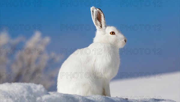 AI generated, A snow hare in winter, (lepus timidus)