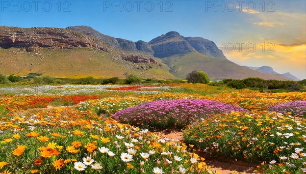 KI generated, The desert in Namaqualand blooms in August and September each year, Namibia, Africa