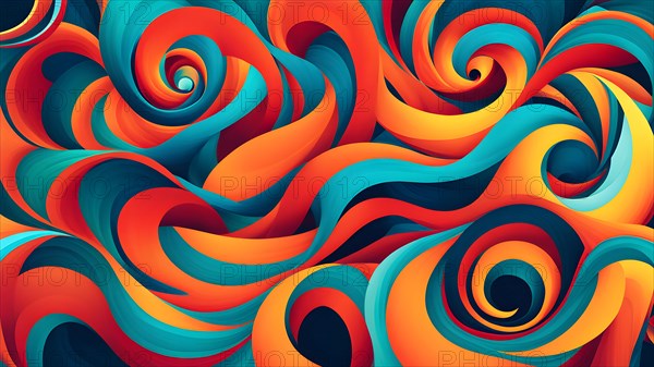 Animation incorporating vibrant colors in swirling playful patterns conveying movement, AI generated