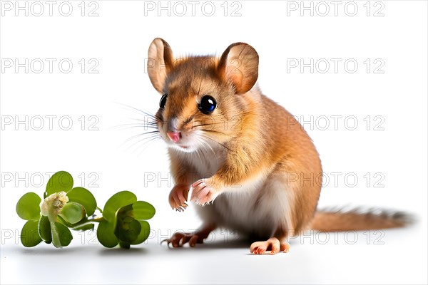 Garden dormouse with large eyes radiating curiosity and wonder isolated on white background, AI generated