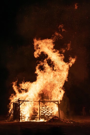 Traditional sparking fire in Allgaeu, Swabia, Bavaria, Germany, Europe