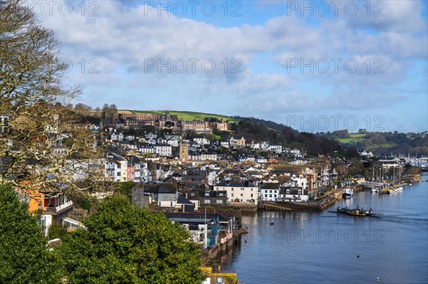 View of Dartmouth over River Dart, Devon, England, United Kingdom, Europe
