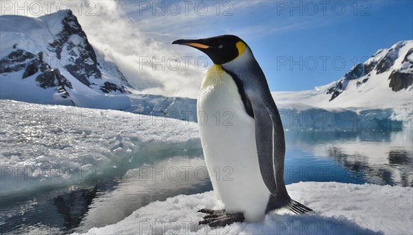 AI generated, Antarctica, snow, ice, winter, king penguin (Aptenodytes patagonicus), Antarctica