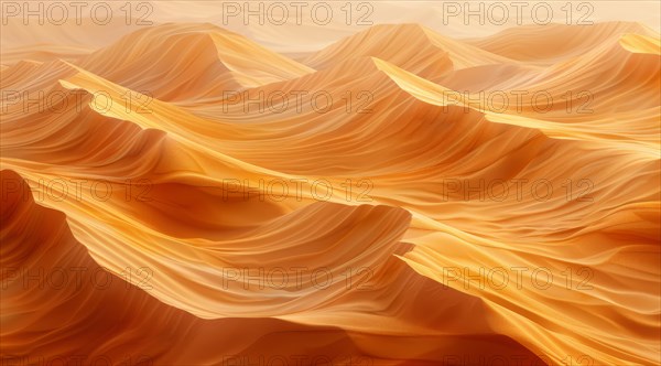 Ridges and waves on sand dunes presented in warm orange hues, ai generated, AI generated