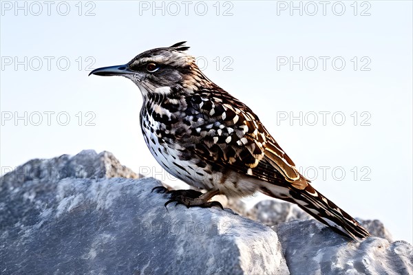 European nightjar perched on a smooth rock, AI generated