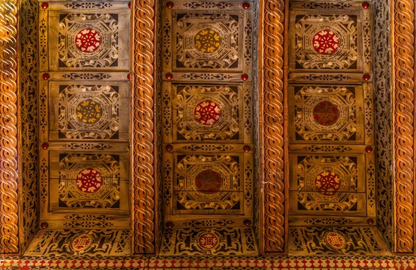 Ceiling decorations, Museo Civico d'Arte, Palzuo Ricchieri, old town centre with magnificent aristocratic palaces and Venetian-style arcades, Pordenone, Friuli, Italy, Pordenone, Friuli, Italy, Europe