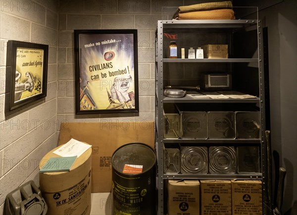 Lansing, Michigan, The Michigan History Museum. A bomb shelter is displayed. Many residents built bomb shelters for their homes during the Cold War in the 1950s and 60s