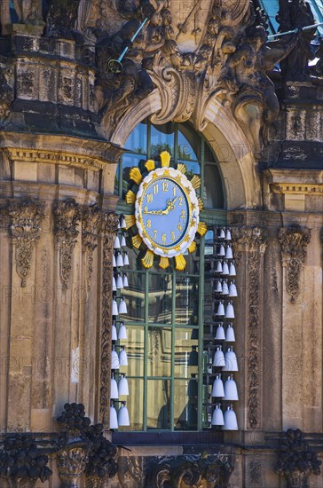 Porcelain carillon at the carillon pavilion of the Dresden Zwinger, a jewel of Saxon baroque, Dresden, Saxony, Germany, for editorial use only, Europe
