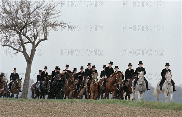 Sorbian Easter riders ride their horses on Easter Sunday in Wittichenau, 30 March 1997