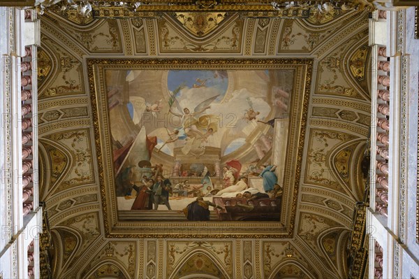 Ceiling, staircase, Kunsthistorisches Museum Vienna (KHM), Laimgrube, Vienna, Austria, Europe