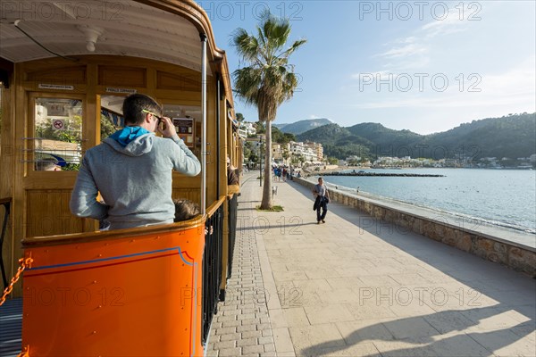 Historic tramway, Port de Soller, Majorca, Majorca, Balearic Islands, Spain, Europe