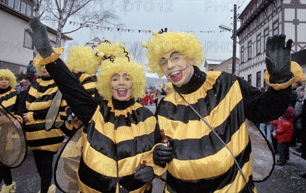 Carnival in Wasungen, Thuringia on 13.02.1999. The Wasungen carnival is known for its popular character, which it has managed to retain to this day. The highlight of every carnival season is the big historical parade, which takes place every year on the Saturday in front of Ash Wednesday