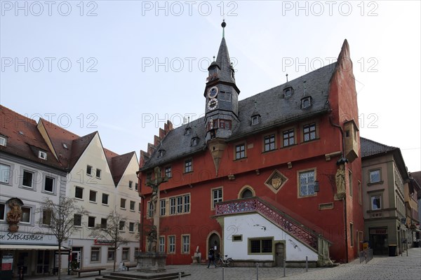 New town hall built in 1513 with lancet tower, Ochsenfurt, Lower Franconia, Franconia, Bavaria, Germany, Europe