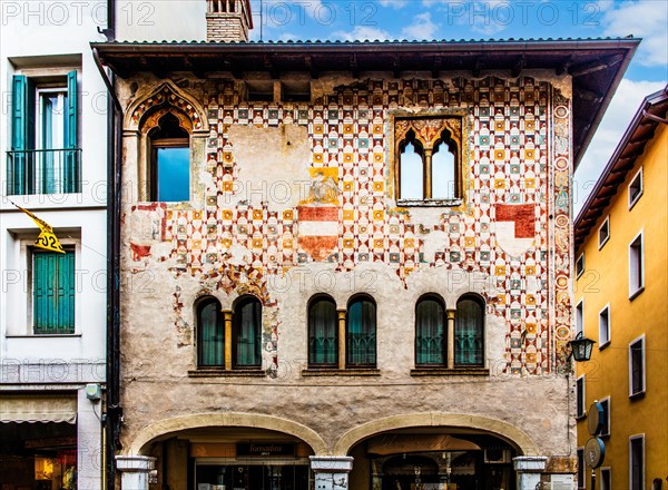 Corso Vittorio Emanuele II, old town centre with magnificent aristocratic palaces and Venetian-style arcades, Pordenone, Friuli, Italy, Pordenone, Friuli, Italy, Europe