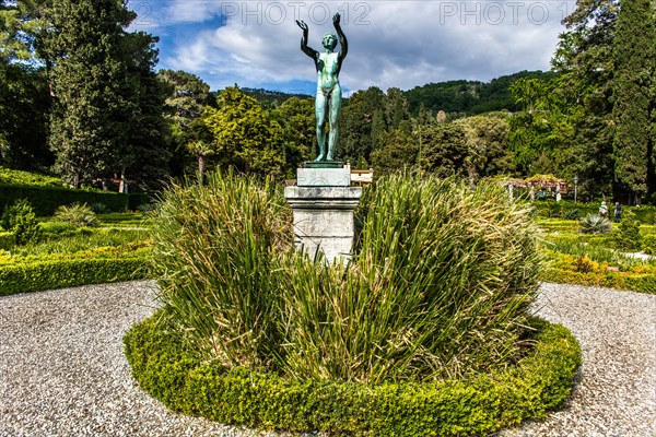 Park of Miramare Castle with marvellous view of the Gulf of Trieste, 1870, residence of Maximilian of Habsburg-Lorraine and Austria, princely living culture in the second half of the 19th century, Friuli, Italy, Trieste, Friuli, Italy, Europe