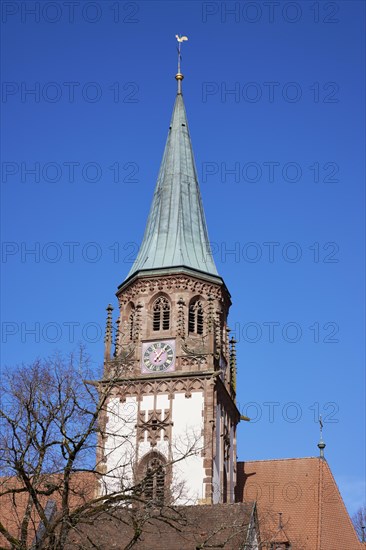 Church tower of St Blasius in Glottertal, district of Breisgau-Hochschwarzwald, Baden-Wuerttemberg, Germany, Europe