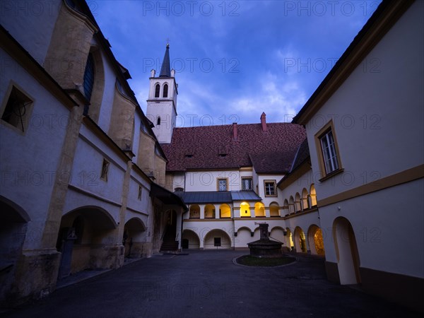 Brunnhoefl, inner courtyard in Goess Abbey, former convent of the Benedictine nuns, Leoben, Styria, Austria, Europe
