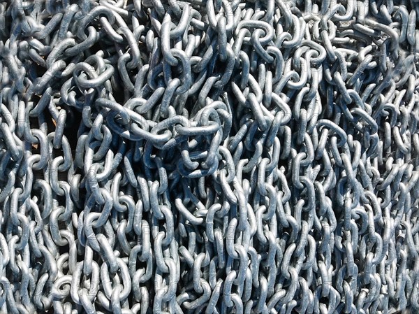 Galvanised iron chain on a pallet