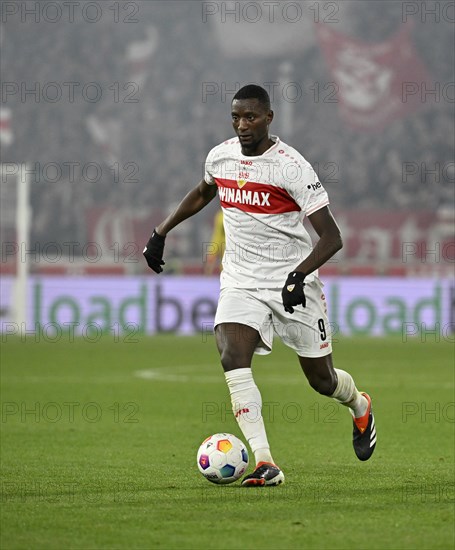 Serhou Guirassy VfB Stuttgart (09) Action on the ball, free pose, MHPArena, MHP Arena Stuttgart, Baden-Wuerttemberg, Germany, Europe