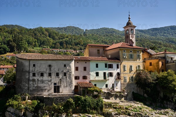 Canal ob Soci, picturesque village on the Soca, Primorska region, Slovenia, Europe