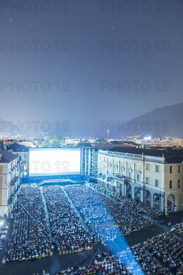 Film Festival Locarno in Blue Hour and with Star Trails in Ticino, Switzerland, Europe