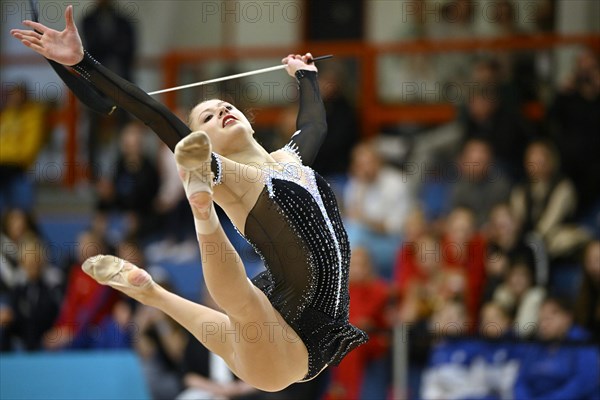 Anastasia Simakova (GER), action, ribbon, rhythmic gymnastics, RSG, Schmiden International 2024, Fellbach, Baden-Wuerttemberg, Germany, Europe