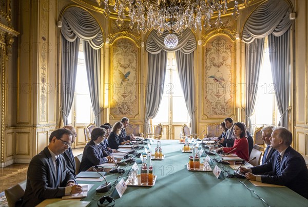 Annalena Baerbock (Alliance 90/The Greens), Federal Foreign Minister, photographed during her visit to Paris. Here together with the French Foreign Minister Stephane Sejourne in the Quai D'Orsay. 'Photographed on behalf of the Federal Foreign Office'