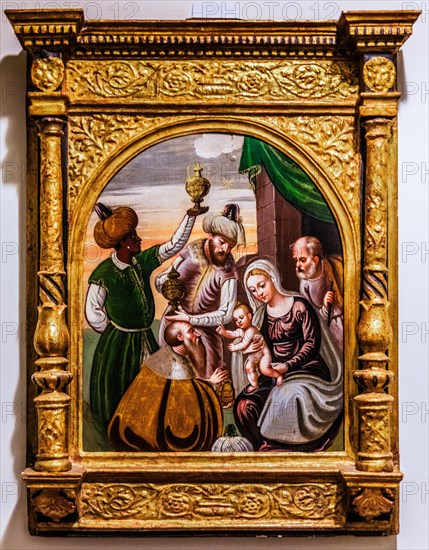 Adoration of the Magi, Oell on wood, 16th century, Museo Cristiano with masterpieces of Lombard sculpture, Cividale del Friuli, city with historical treasures, UNESCO World Heritage Site, Friuli, Italy, Cividale del Friuli, Friuli, Italy, Europe