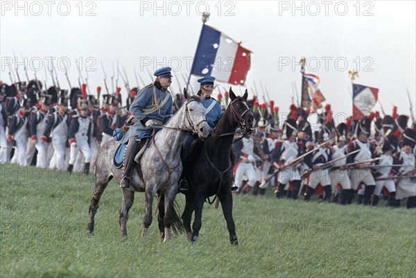 Actors in historical uniforms re-enact the battle in historical battle scenes on the 185th anniversary of the Battle of Leipzig in 1813, Leipzig, 17 October 1998