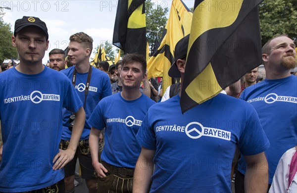 Demonstration by the Identitarian Movement. Several hundred supporters of the Identitarian Movement demonstrated in Berlin under the slogan Future Europe - for the defence of our identity, culture and way of life . The right-wing group is being monitored by the Office for the Protection of the Constitution, 17.06.2017