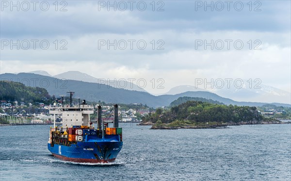 Container Ship NCL AVEROY, ALESUND, Geirangerfjord, Norway, Europe