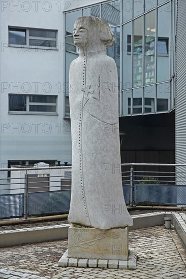 Sculpture and memorial to priest Paul Josef Nardini, stone, Paul-Josef-Nardini-Platz, Pirmasens, Palatinate Forest, Rhineland-Palatinate, Germany, Europe