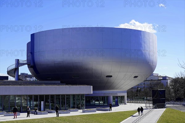 A futuristic museum with a metallic surface and unique design language, BMW WELT, Munich, Germany, Europe