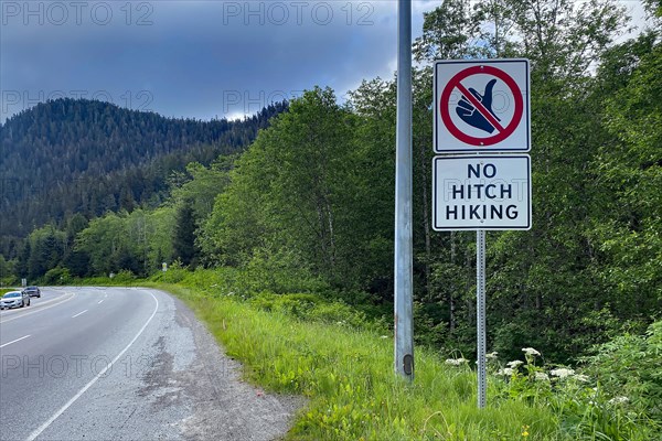 Sign asking not to hitchhike, Highway of tears, Prince Rupert