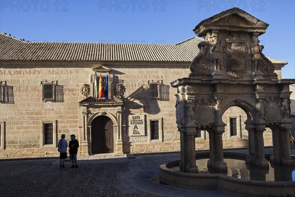 International university of andalusia front facade, Antonio Machado head office and Santa Maria fountain